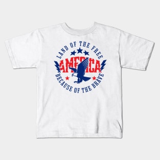 America Land Of The Free Because Of The Brave Retro Kids T-Shirt